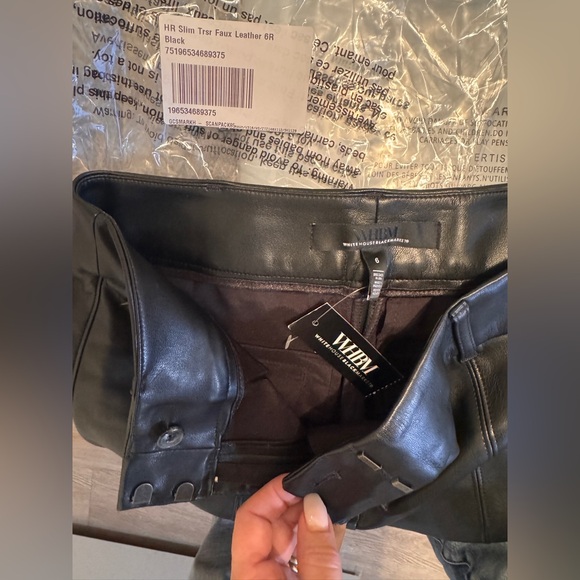 WHBM High-Rise Slim Faux Leather Trousers Black Size 6 - Picture 5 of 5